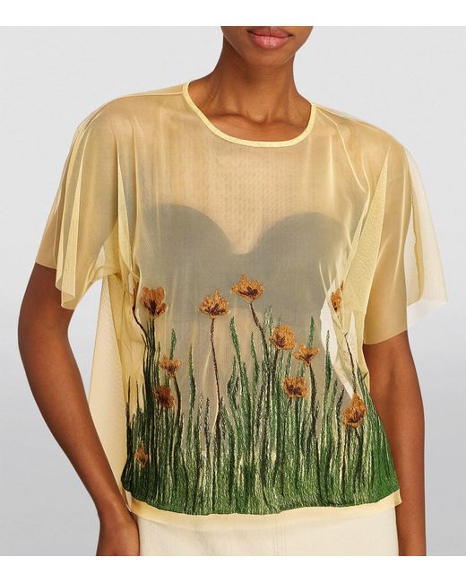 MAX&Co. Natural X Fatma Mostafa Embroidered Sheer T-shirt