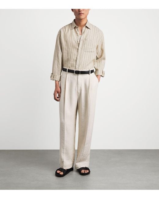 NN07 Natural Linen Stripe Deon Shirt for men
