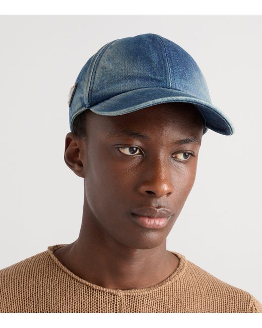 Prada Blue Denim Baseball Cap for men