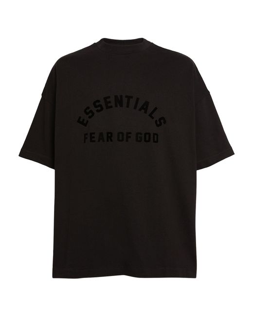 Fear Of God Black Cotton Logo T-shirt for men