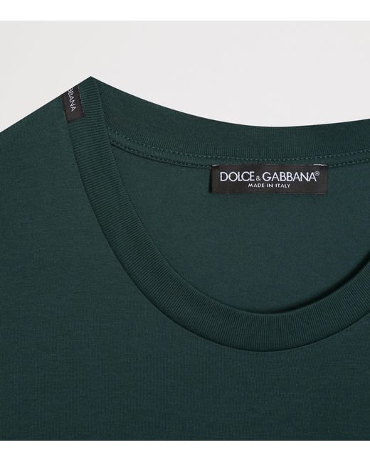 Dolce & Gabbana Green Cotton Palermo Logo T-Shirt for men