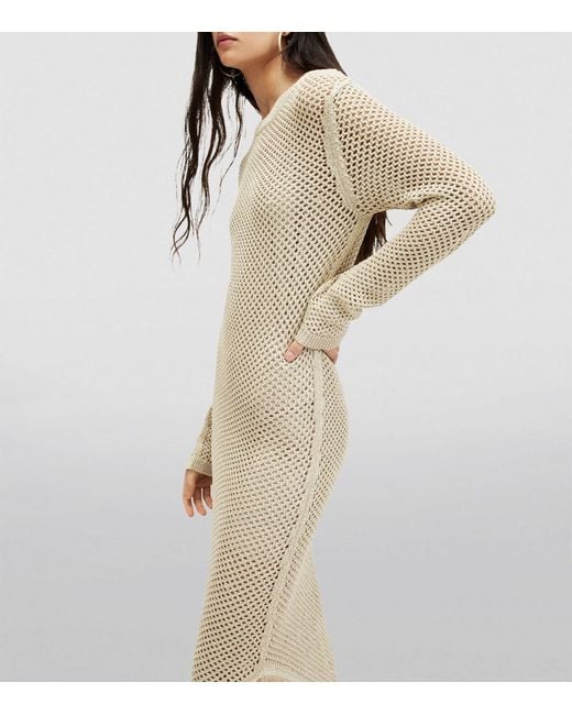 AllSaints Natural Crochet Fringed Jesse Maxi Dress