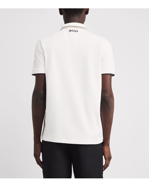 Boss White Cotton-Blend Paddy Polo Shirt for men