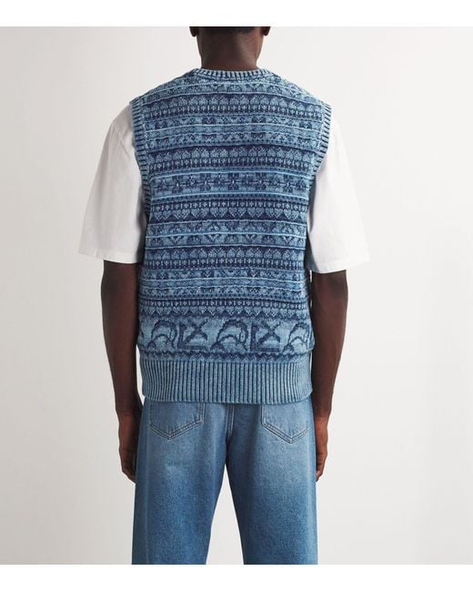 Polo Ralph Lauren Blue Cotton Fair Isle Sweater Vest for men