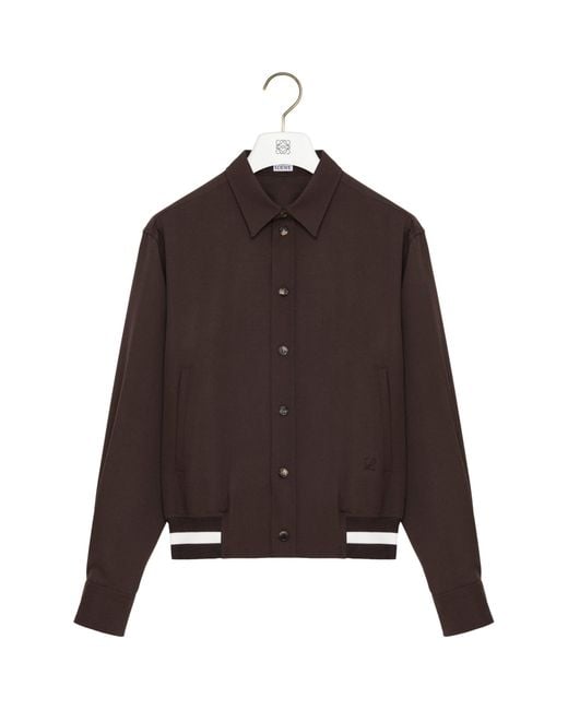 Loewe Brown Wool-Blend Stripe-Trim Shirt Jacket for men