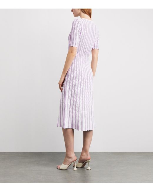 Valentino Purple Openwork Knit Margherita Midi Dress