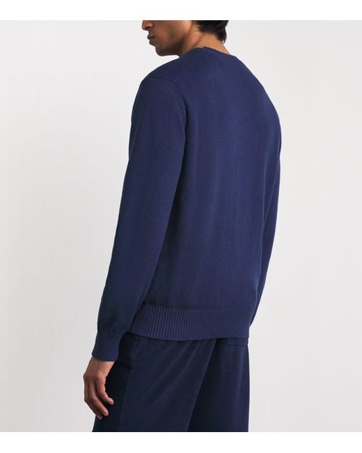 Vilebrequin Blue Cotton-Cashmere Turtle Rayol Sweater for men