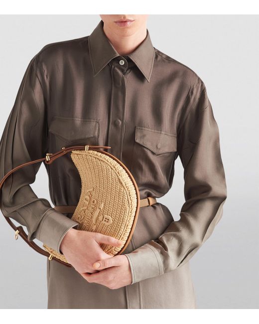 Prada Natural Woven Arqué Shoulder Bag