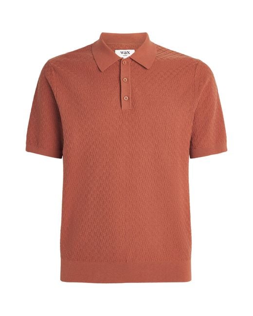 Wax London Orange Cotton-Cashmere Naples Polo Shirt for men
