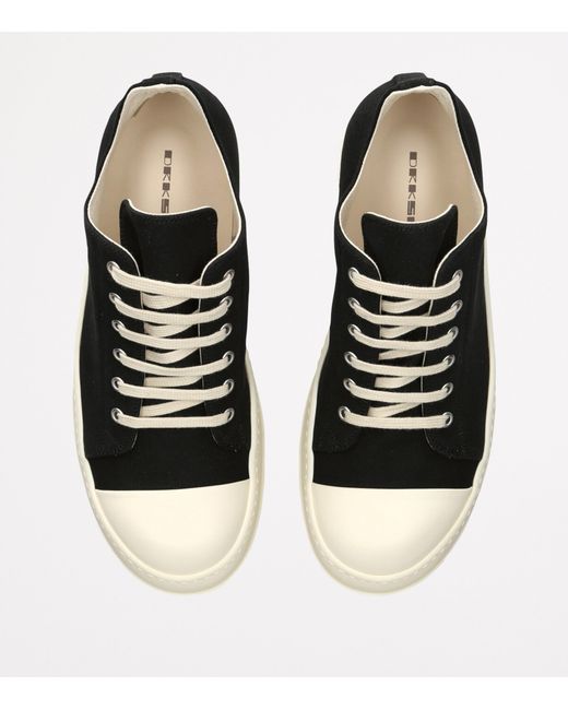 Rick Owens Black Canvas Low-Top Sneakers for men