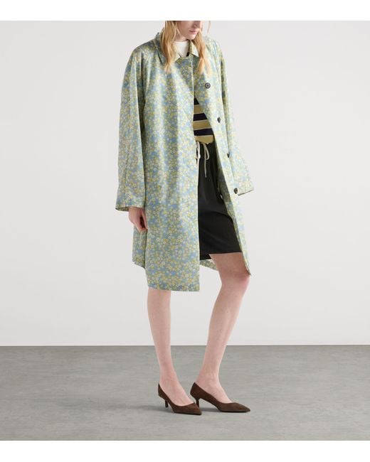 Prada Blue Re-Nylon Floral Print Raincoat