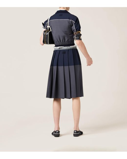 スカート MIU MIU Plisse wool and mohair skirt Miu Miu Mohair-Wool Pleated Midi Skirt in Blue | Lyst Canada