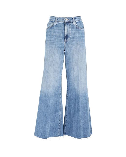 FRAME Blue Le Palazzo Cropped Wide-leg Jeans