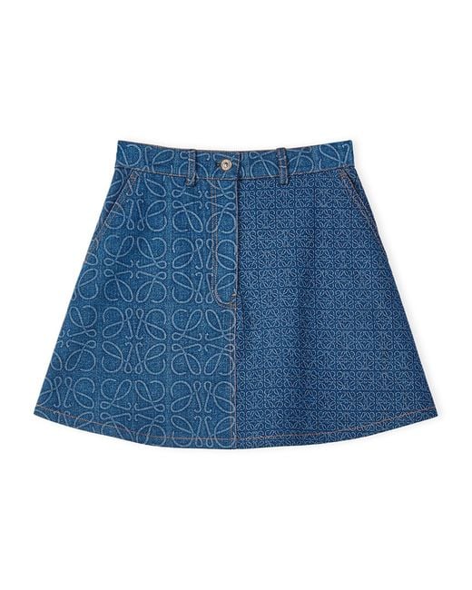 Loewe Blue Denim Logo Mini Skirt