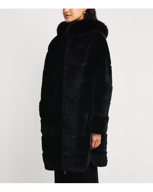 Yves Salomon Blue Fox-Rabbit Fur-Trim Parka