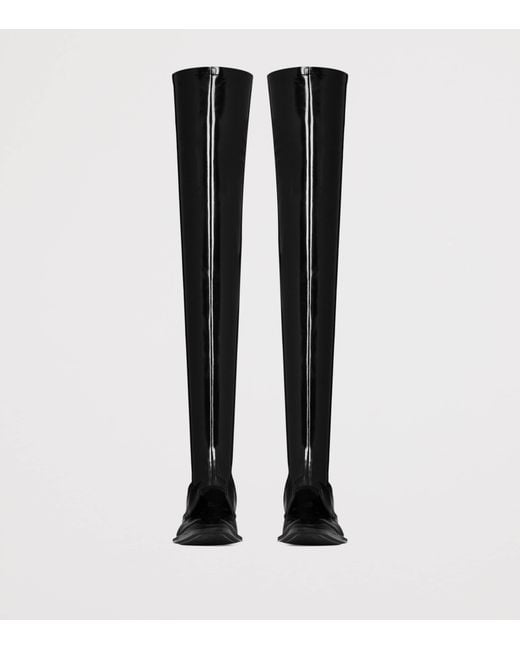 Saint Laurent Black Vinyl Romeo Over-The-Knee Boots for men