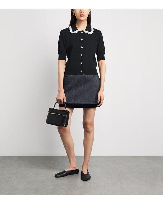 Claudie Pierlot Black Lace-Collar Cardigan