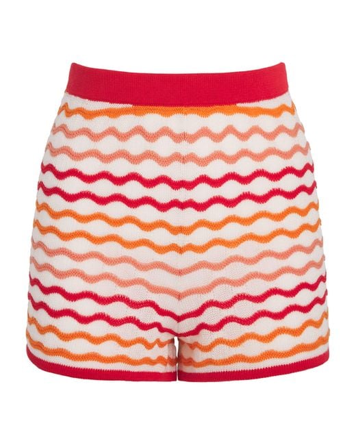 Escvdo Red Cotton Stripe Shorts