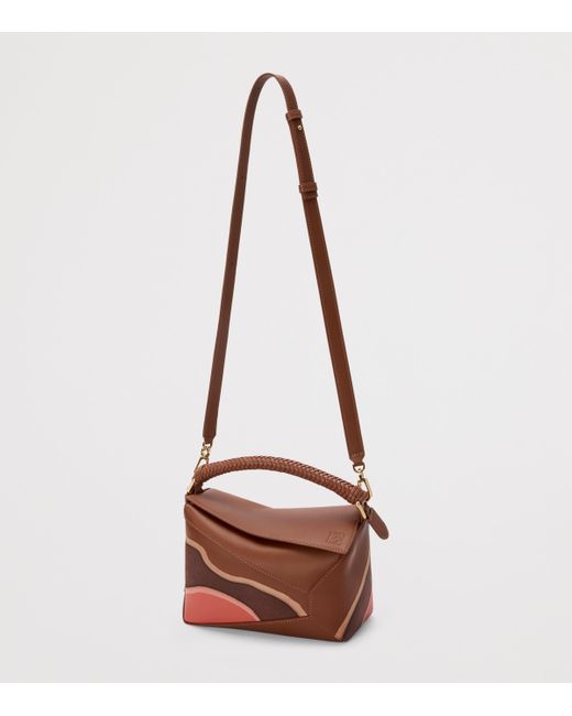 Loewe Brown Small Leather Puzzle Edge Landscape Top-Handle Bag