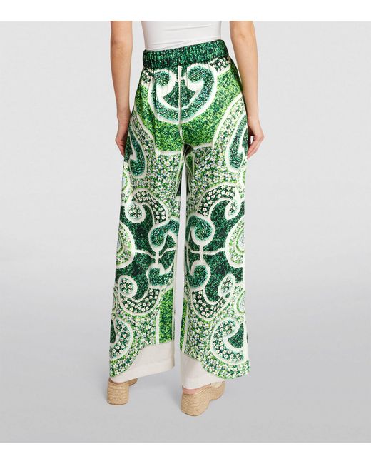 Mary Katrantzou Green Topiary Wide-leg Trousers