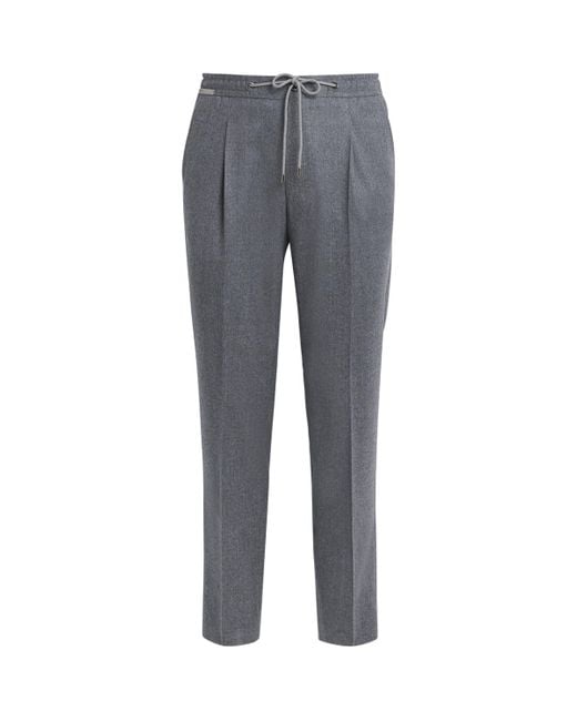 Corneliani Gray Wool Drawstring Trousers for men