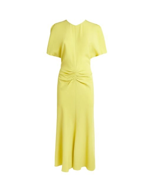 Victoria Beckham Yellow Cady Bela Midi Dress