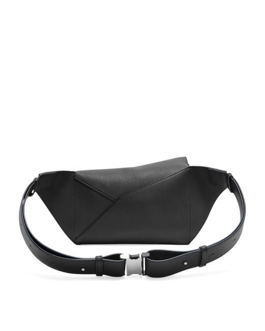 Loewe Black Leather Puzzle Belt Bag for men