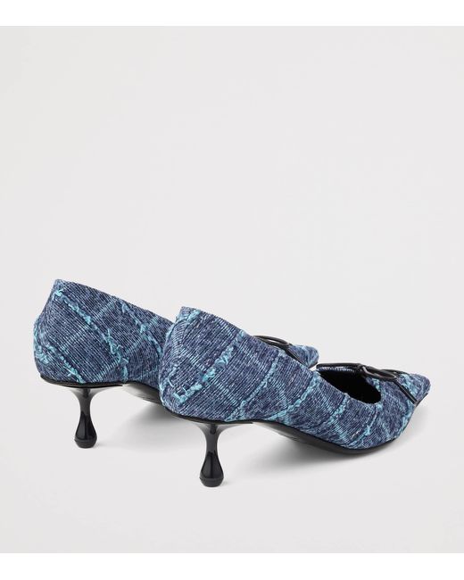 Jimmy Choo Blue Scarlett 50 Denim Tweed Pumps