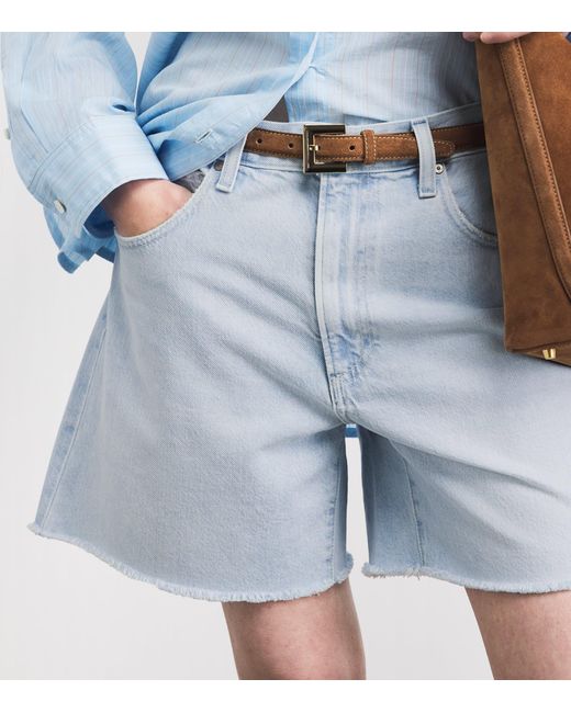 PAIGE Blue Archie Long Denim Shorts