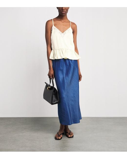 Sandro Natural Lace-Trim Ruffled Top