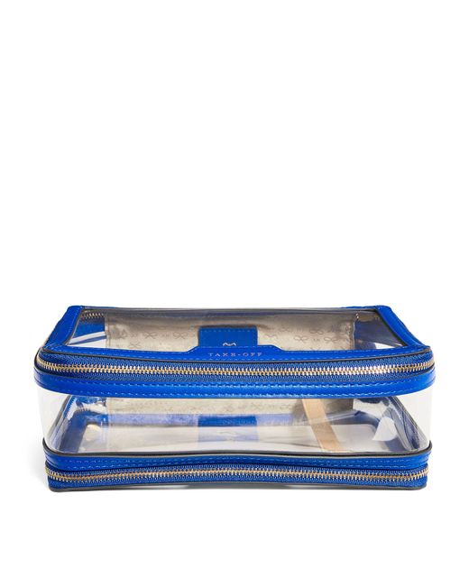 Anya Hindmarch Blue Leather-trim In-flight Zipped Pouch
