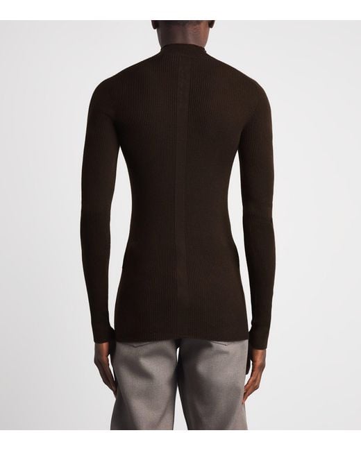 Rick Owens Black Virgin Wool Lupetto Sweater for men