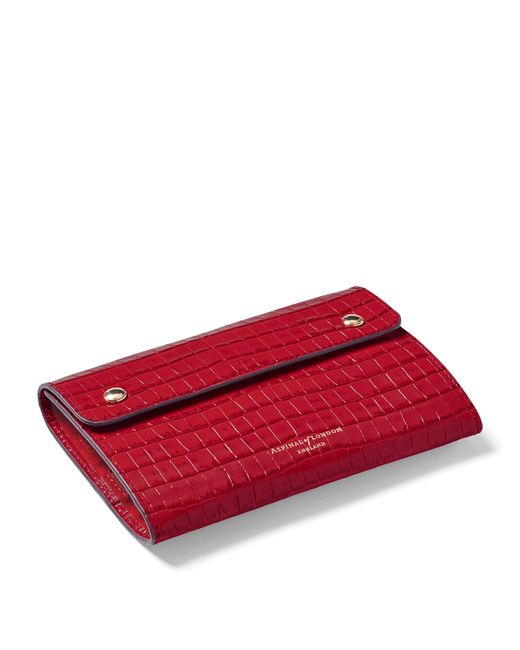 Aspinal Red Leather Jewellery Roll for men