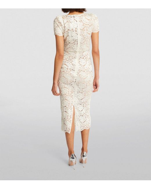 Self-Portrait White Lace Embellished Midi Dress