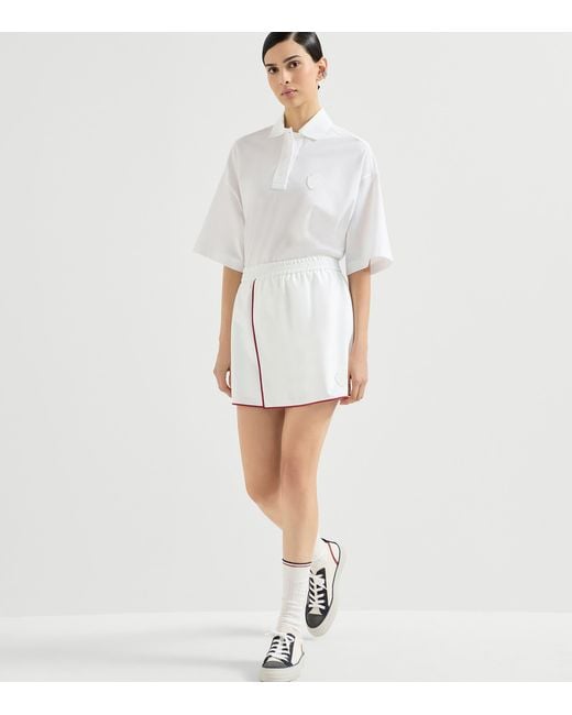 Brunello Cucinelli White Technical Logo Mini Skirt