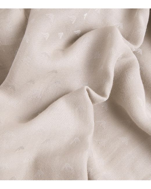 Emporio Armani Natural Cotton-Blend Jacquard Logo Scarf for men