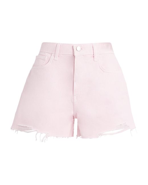 L'Agence Pink High-Rise Beck Denim Shorts
