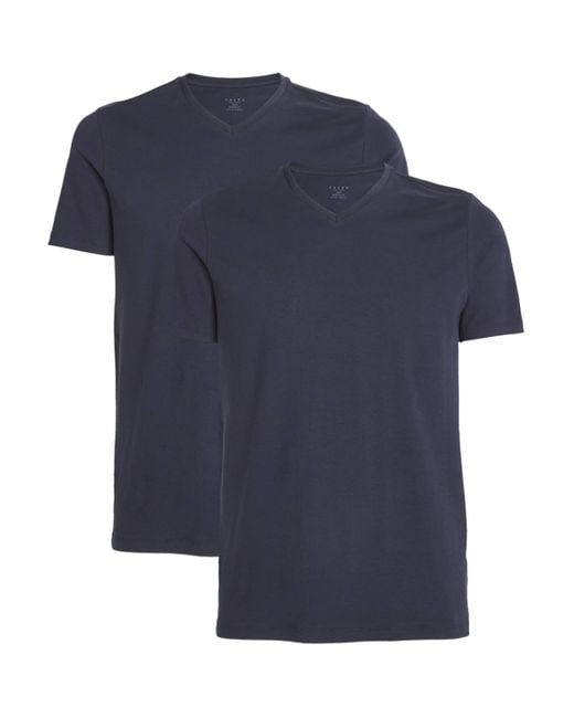 Falke Blue Cotton-Blend Daily Comfort T-Shirt for men