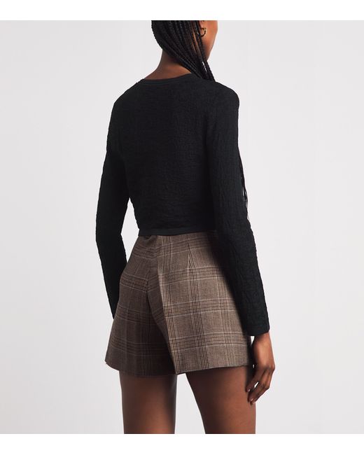 Sandro Black Pointelle-Knit Cropped Cardigan