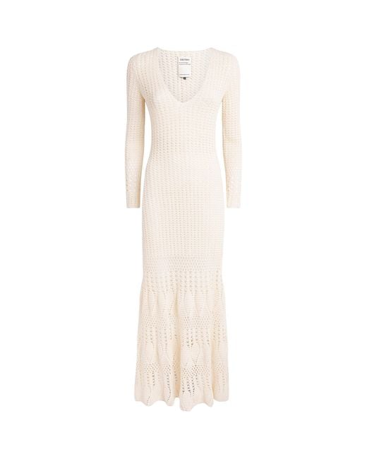 Escvdo White Crochet Reflejo Midi Dress