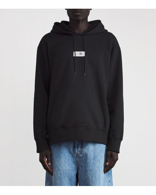 MM6 by Maison Martin Margiela Black Cotton Numeric Tab Hoodie for men