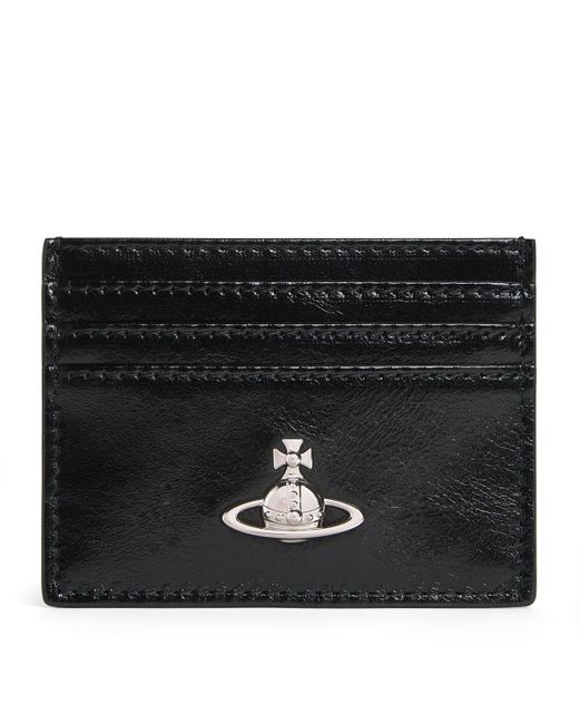 Vivienne Westwood Black Leather Orb Card Holder for men
