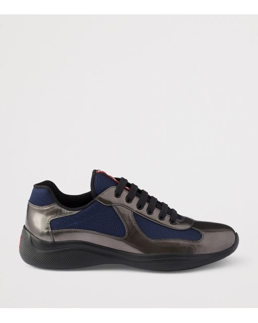 Prada Blue Leather-Mesh America's Cup Sneakers for men