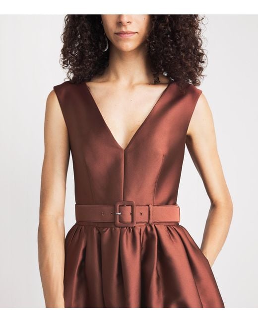 Roland Mouret Red Taffeta Midi Dress
