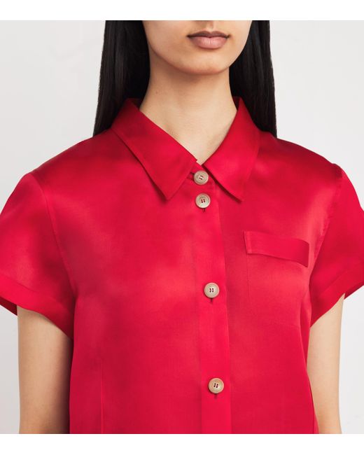 Khaite Red Silk Organza Keefe Shirt