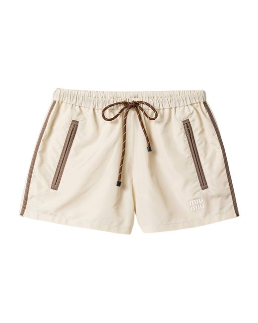 Miu Miu Natural Technical Drawstring Shorts
