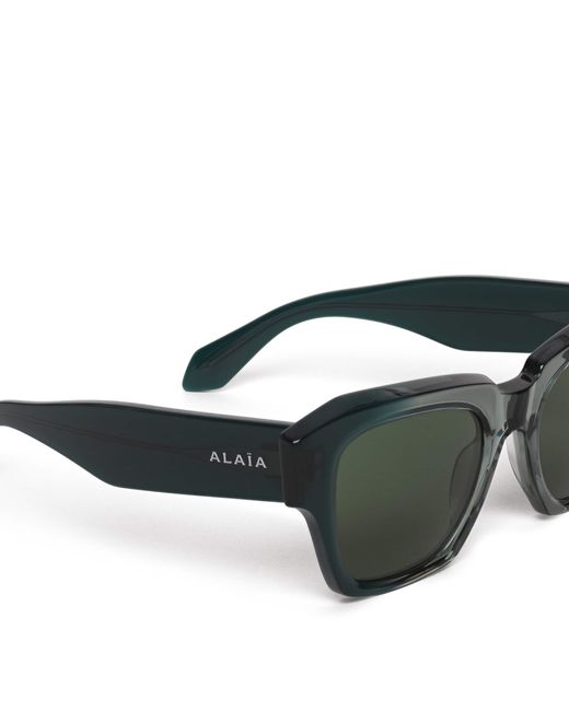 Alaïa Green Acetate Melted Square Sunglasses