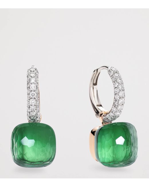 Pomellato Green Mixed, Diamond, Prasiolite And Agate Nudo Earrings