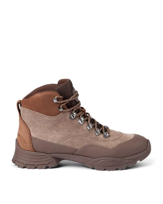 Brunello Cucinelli Brown Suede Hiking Boots for men