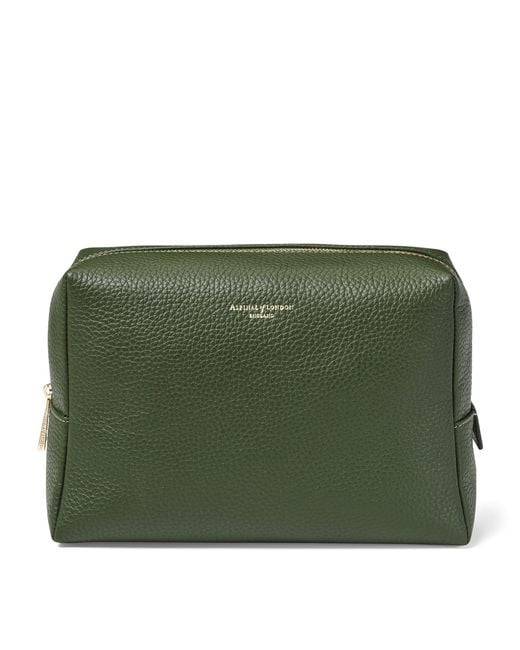 Aspinal Green Large Leather London Cosmetic Case